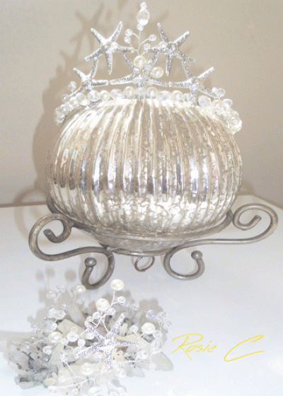 Комплект Дизайнерска корона и гривна от кристали Queen of the sea
